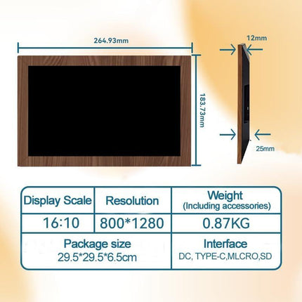 10.1 Inch Digital Picture Frame - 1280 * 800 HD WiFi Enabled with Load from Phone Capability, 32GB Memory Touch Screen  Photo  Display Brown.