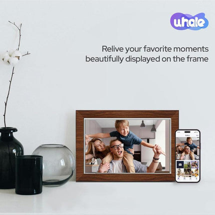 10.1 Inch Digital Picture Frame - 1280 * 800 HD WiFi Enabled with Load from Phone Capability, 32GB Memory Touch Screen  Photo  Display Brown.