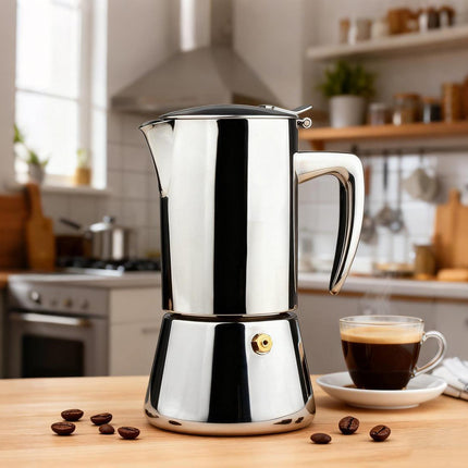6 Cups Stainless Steel Moka Pot Coffee Maker.