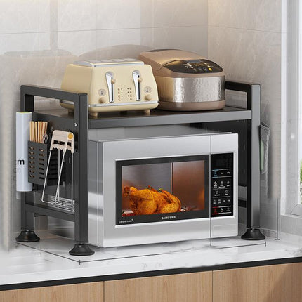 Multifunctional Microwave Shelf Storage Cutlery Tray Spice Holder Kitchen Rack Black.