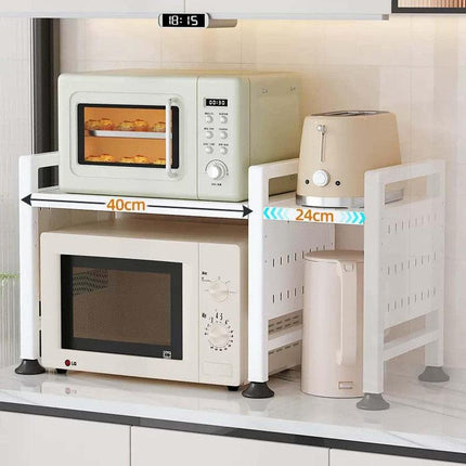 Multifunctional Microwave Shelf Storage Cutlery Tray Spice Holder Kitchen Rack Black.