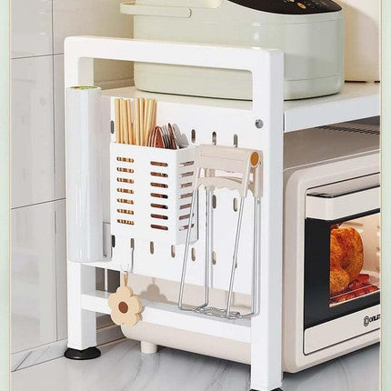 Multifunctional Microwave Shelf Storage Cutlery Tray Spice Holder Kitchen Rack Black.