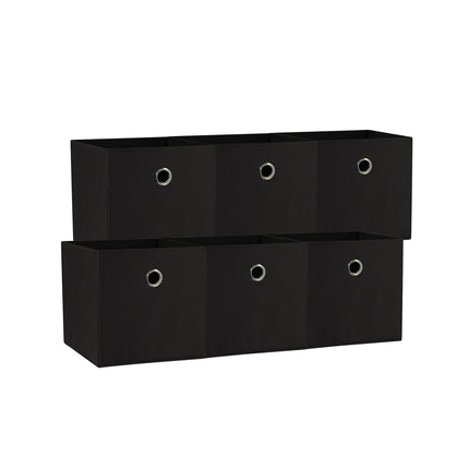 SORTI 33x33x27 CM Black 6-Pack Foldable Storage Cubes - Fabric Bookcase Organizers for Toys and More.