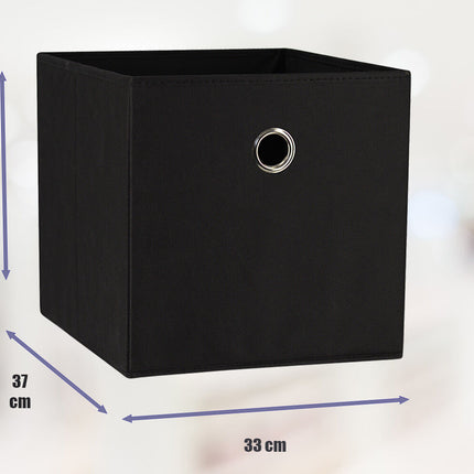 SORTI 33x33x27 CM Black 6-Pack Foldable Storage Cubes - Fabric Bookcase Organizers for Toys and More.