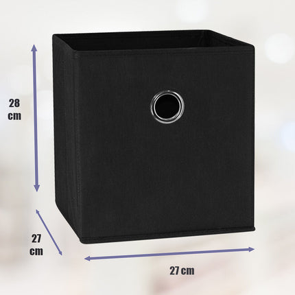 SORTI 27x28x27 CM Black 8-Pack Foldable Storage Cubes - Fabric Bookcase Organizers for Toys and More.
