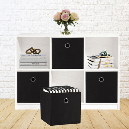 SORTI 27x28x27 CM Black 8-Pack Foldable Storage Cubes - Fabric Bookcase Organizers for Toys and More.