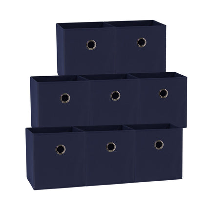 SORTI 27x28x27 CM Dark Blue 8-Pack Foldable Storage Cubes - Fabric Bookcase Organizers for Toys and More.