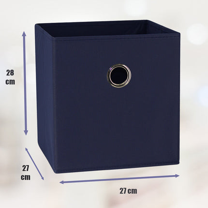 SORTI 27x28x27 CM Dark Blue 8-Pack Foldable Storage Cubes - Fabric Bookcase Organizers for Toys and More.
