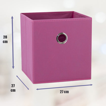 SORTI 27x28x27 CM Dark Pink 8-Pack Foldable Storage Cubes - Fabric Bookcase Organizers for Toys and More.