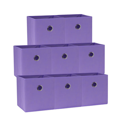 SORTI 27x28x27 CM Light Purple 8-Pack Foldable Storage Cubes - Fabric Bookcase Organizers for Toys and More.