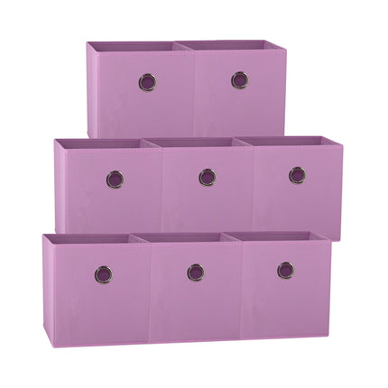 SORTI 27x28x27 CM Light Pink 8-Pack Foldable Storage Cubes - Fabric Bookcase Organizers for Toys and More.