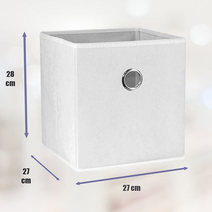 SORTI 27x28x27 CM White 8-Pack Foldable Storage Cubes - Fabric Bookcase Organizers for Toys and More.