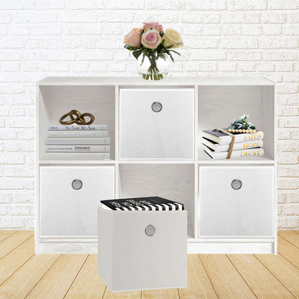 SORTI 27x28x27 CM White 8-Pack Foldable Storage Cubes - Fabric Bookcase Organizers for Toys and More.