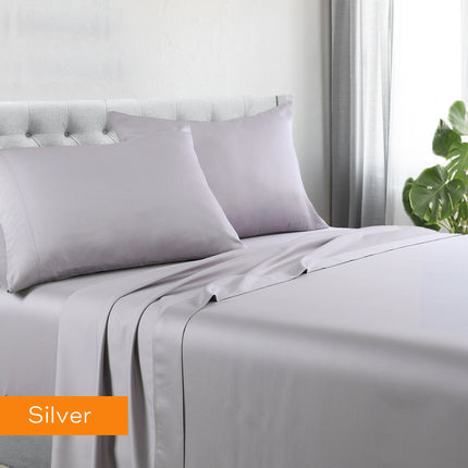 1200tc hotel quality cotton rich sheet set double silver.