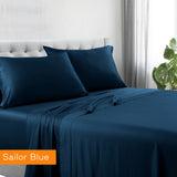 1200tc hotel quality cotton rich sheet set king single sailor blue.
