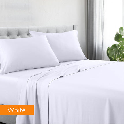 1200tc hotel quality cotton rich sheet set king single white.
