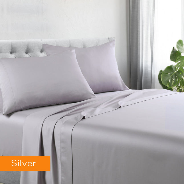 1200tc hotel quality cotton rich sheet set mega king silver.