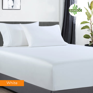 400 thread count bamboo cotton 1 fitted sheet with 2 pillowcases queen white.