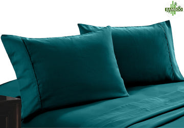400 thread count bamboo cotton twin pack pillowcase teal.