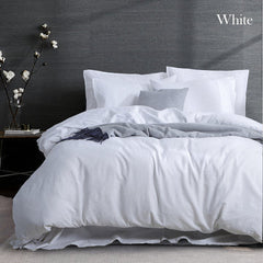 luxurious linen cotton quilt cover set queen white.