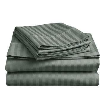 soft stripe microfibre sheet set queen charcoal.