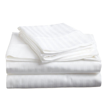 soft stripe microfibre sheet set queen white.