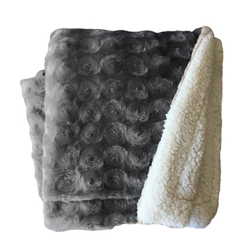 plush fleece sherpa backed reversible throw charcoal.
