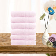 6 piece ultra light cotton face washers in baby pink.