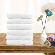 6 piece ultra light cotton face washers in white.