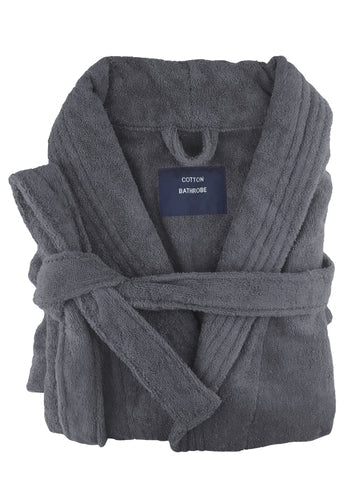 small medium egyptian cotton terry toweling bathrobe charcoal.