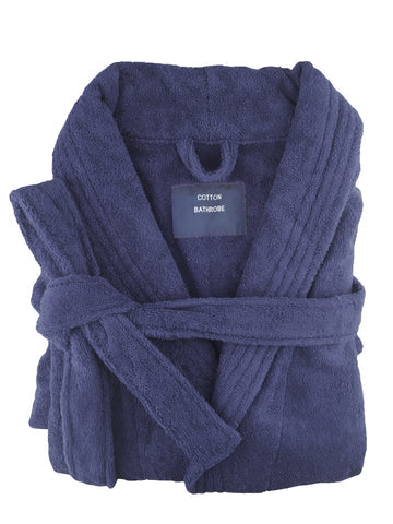 small medium egyptian cotton terry toweling bathrobe navy.