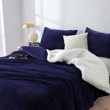 2 in 1 teddy sherpa duvet cover set and  - et queen midnight.