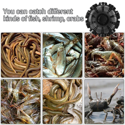 10Hole Eel Fishing Trap Cage Loach Fish Shrimp Net Folding Portable Catch Basket.
