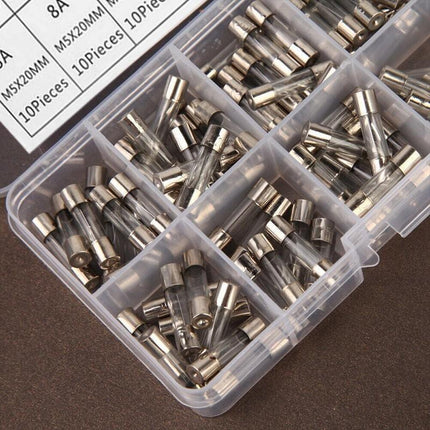 100Pcs Fast-Blow Glass Tube Fuses 5 x 20mm Quick Blow Assortment Kit.