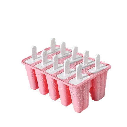 Silicone Ice Cream Mould Block Frozen Molds Icy Pole Jelly Popsicle - Blue-10Grid.