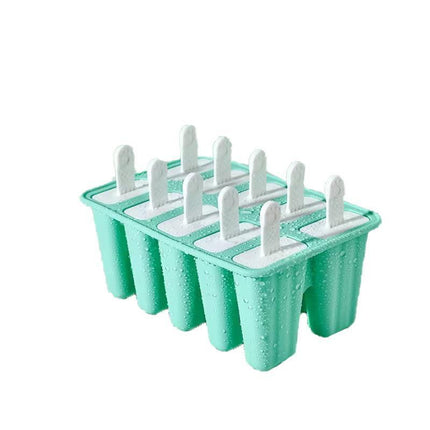 Silicone Ice Cream Mould Block Frozen Molds Icy Pole Jelly Popsicle - Blue-10Grid.