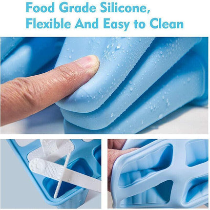 Silicone Ice Cream Mould Block Frozen Molds Icy Pole Jelly Popsicle - Green-10Grid.