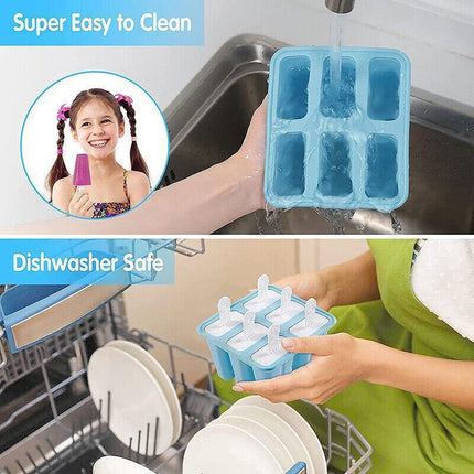 Silicone Ice Cream Mould Block Frozen Molds Icy Pole Jelly Popsicle - Green-10Grid.