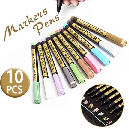 10Pcs/Set Waterproof  Paint Pens for Art on Metal Glass & Rock.