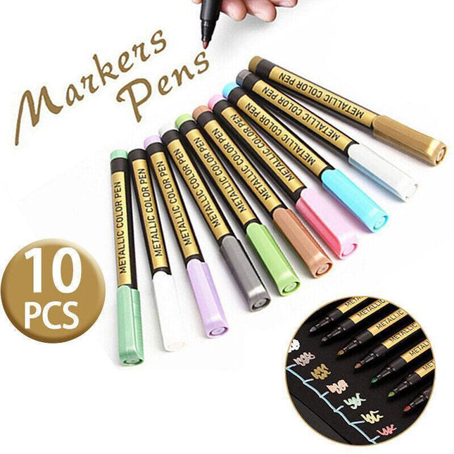 10Pcs/Set Waterproof  Paint Pens for Art on Metal Glass & Rock.