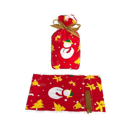 10pcs Christmas Candy Bags Gift Treat Drawstring Pouches Biscuit Cookie Packaging - 10Pcs Bag-Merry Christmas.