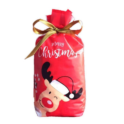 10pcs Christmas Candy Bags Gift Treat Drawstring Pouches Biscuit Cookie Packaging - 10Pcs Bag-Merry Christmas.