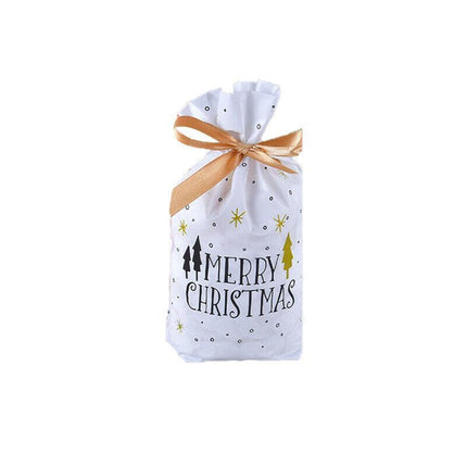 10pcs Christmas Candy Bags Gift Treat Drawstring Pouches Biscuit Cookie Packaging - 10Pcs Bag-Merry Christmas.