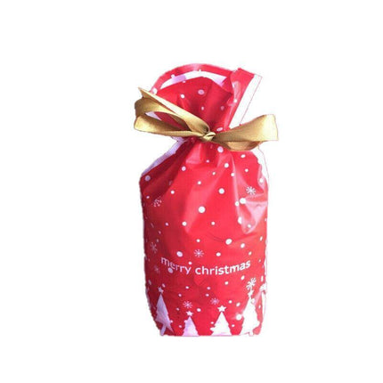 10pcs Christmas Candy Bags Gift Treat Drawstring Pouches Biscuit Cookie Packaging - 10Pcs Bag-Merry Christmas.