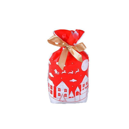 10pcs Christmas Candy Bags Gift Treat Drawstring Pouches Biscuit Cookie Packaging - 10Pcs Bag-Merry Christmas.