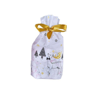 10pcs Christmas Candy Bags Gift Treat Drawstring Pouches Biscuit Cookie Packaging - 10Pcs Bag-Merry Christmas.