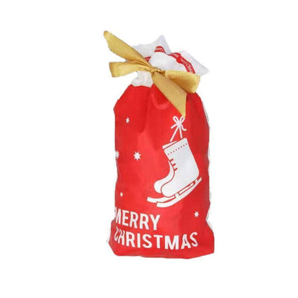10pcs Christmas Candy Bags Gift Treat Drawstring Pouches Biscuit Cookie Packaging - 10Pcs Bag-Merry Christmas.