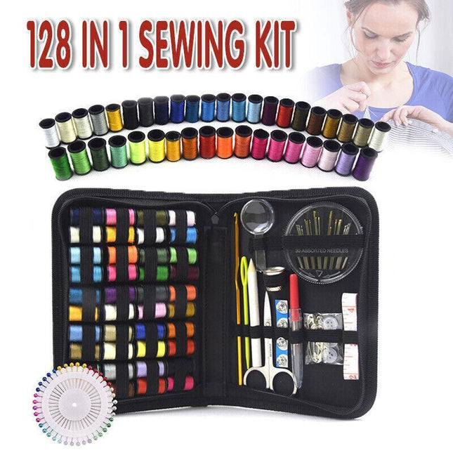 128Pcs Portable Sewing Kit Home Travel Emergency Professional Sewing Set.