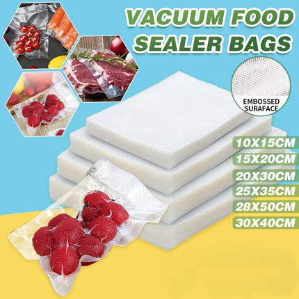 100pcs Vacuum Food Sealer Bags Precut BPA Free Commercial Grade Storage Saver - 15x25cm-.