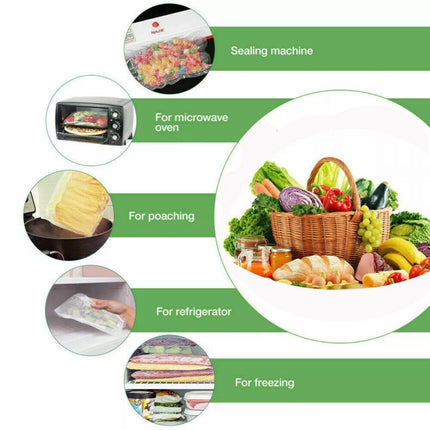 100pcs Vacuum Food Sealer Bags Precut BPA Free Commercial Grade Storage Saver - 15x25cm-.